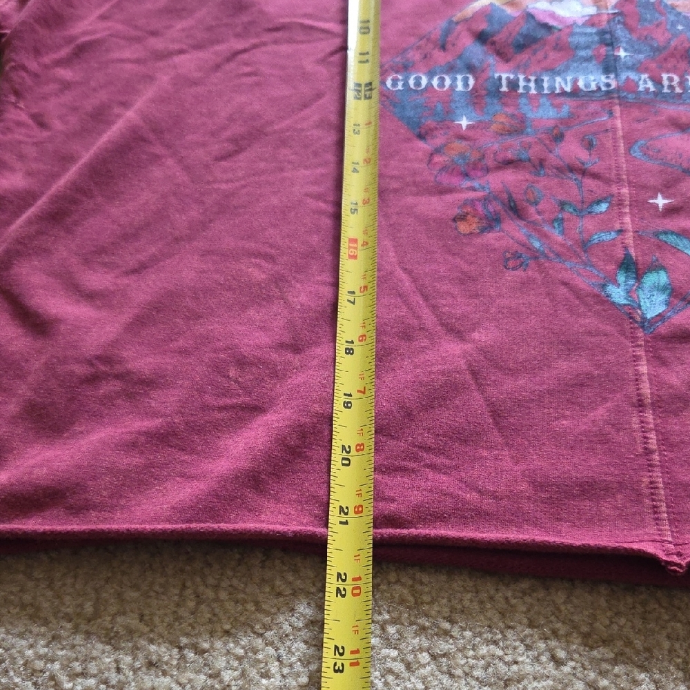 PRETTY REBEL Maroon Graphic Sweatshirt Sz L NWT Soft Cotton Blend Granola Girl - Picture 11 of 13